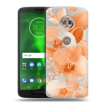 Силиконовый чехол на Motorola Moto G6 с принтом Бежевые цветы Силиконовый чехол на Motorola Moto G6 с принтом Бежевые цветы