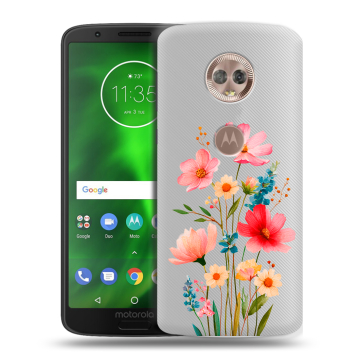 Силиконовый чехол на Motorola Moto G6 с принтом Цветы Силиконовый чехол на Motorola Moto G6 с принтом Цветы