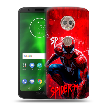 Силиконовый чехол на Motorola Moto G6 с принтом Spiderman Человек паук Силиконовый чехол на Motorola Moto G6 с принтом Spiderman Человек паук