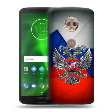 Силиконовый чехол на Motorola Moto G6 с принтом Флаг России