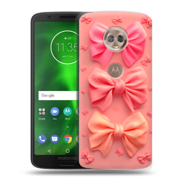Силиконовый чехол на Motorola Moto G6 с принтом Розовые бантики