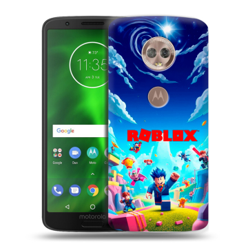 Силиконовый чехол на Motorola Moto G6 с принтом Roblox Роблокс