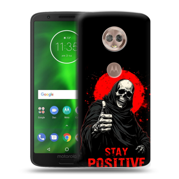 Силиконовый чехол на Motorola Moto G6 с принтом смешной скелет Силиконовый чехол на Motorola Moto G6 с принтом смешной скелет