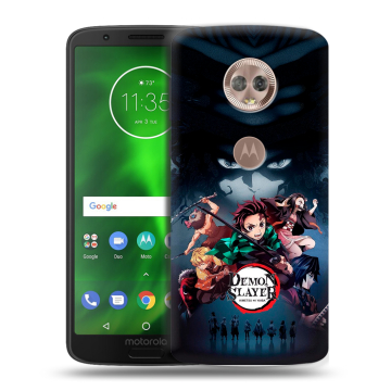 Силиконовый чехол на Motorola Moto G6 с принтом Demon Slayer Клинок рассекающий демонов