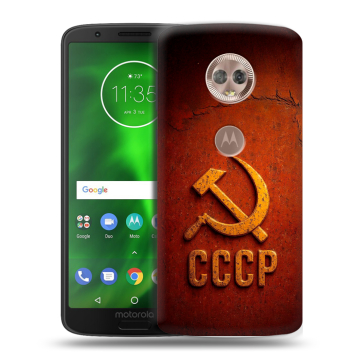 Силиконовый чехол на Motorola Moto G6 с принтом Флаг Герб СССР