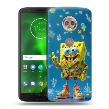 Силиконовый чехол на Motorola Moto G6 с принтом Спанч боб Спанчбоб