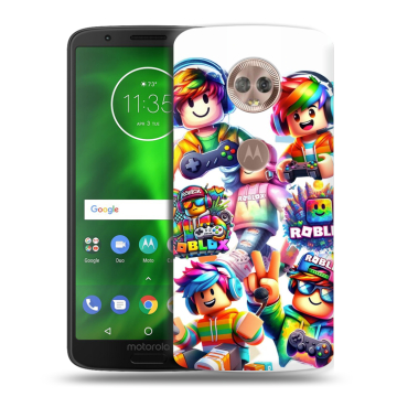 Силиконовый чехол на Motorola Moto G6 с принтом Roblox Роблокс