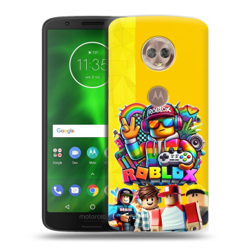 Силиконовый чехол на Motorola Moto G6 с принтом Roblox Роблокс