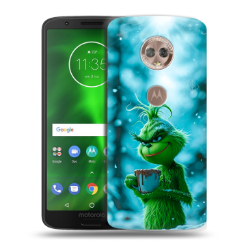 Силиконовый чехол на Motorola Moto G6 с принтом Новый год гринч Силиконовый чехол на Motorola Moto G6 с принтом Новый год гринч