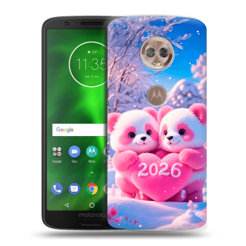 Силиконовый чехол на Motorola Moto G6 с принтом Новый год