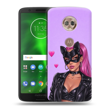 Силиконовый чехол на Motorola Moto G6 с принтом женский