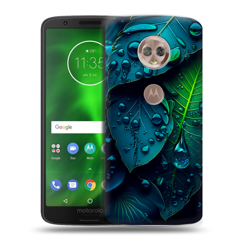Силиконовый чехол на Motorola Moto G6 с принтом Листья Силиконовый чехол на Motorola Moto G6 с принтом Листья