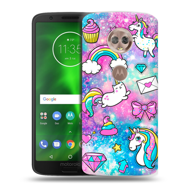 Пластиковый чехол на Motorola Moto G6 с принтом Единороги Пластиковый чехол на Motorola Moto G6 с принтом Единороги