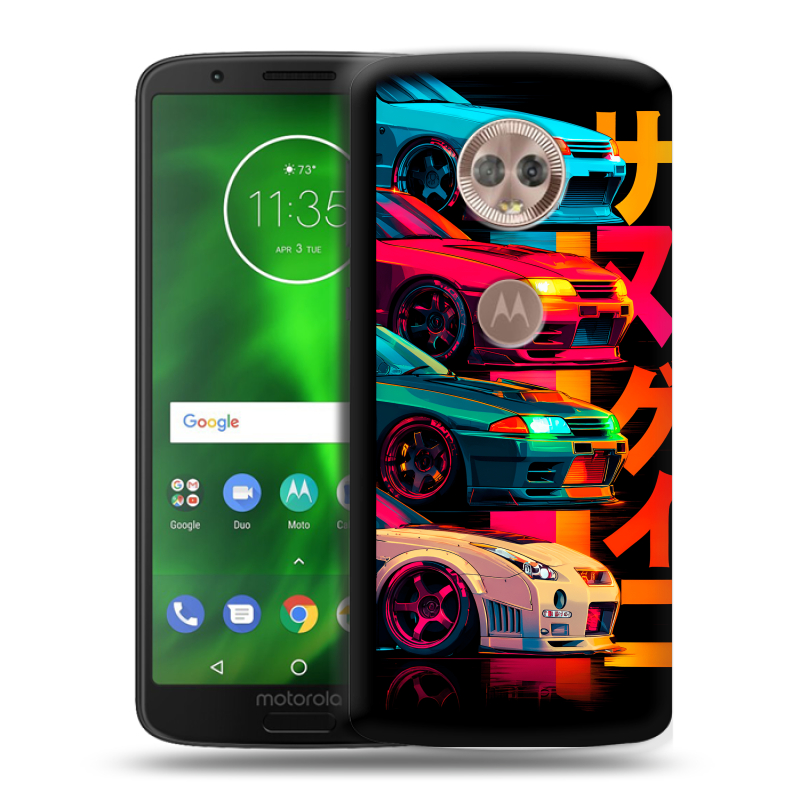 Силиконовый чехол на Motorola Moto G6 с принтом Гоночные машины Силиконовый чехол на Motorola Moto G6 с принтом Гоночные машины
