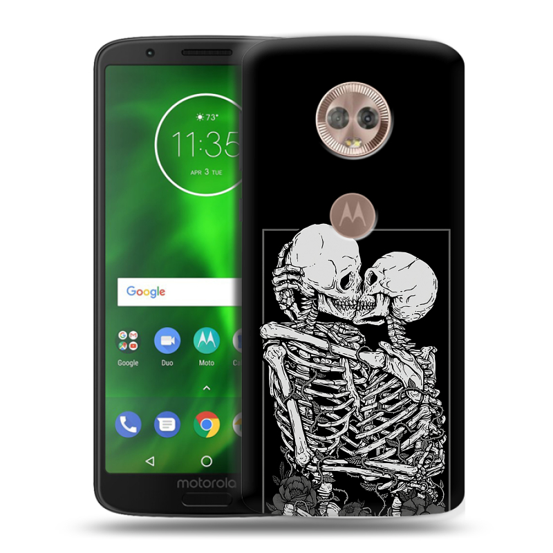 Пластиковый чехол на Motorola Moto G6 с принтом Поцелуй скелетов Пластиковый чехол на Motorola Moto G6 с принтом Поцелуй скелетов
