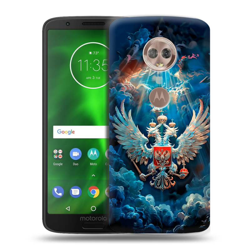 Силиконовый чехол на Motorola Moto G6 с принтом Герб флаг России Силиконовый чехол на Motorola Moto G6 с принтом Герб флаг России