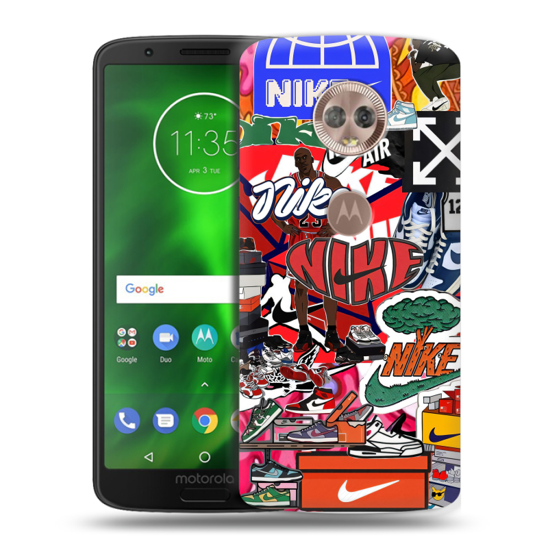 Силиконовый чехол на Motorola Moto G6 с принтом Найк Nike яркий Силиконовый чехол на Motorola Moto G6 с принтом Найк Nike яркий
