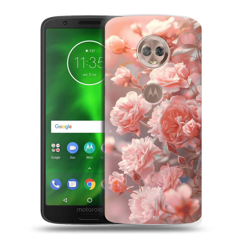 Силиконовый чехол на Motorola Moto G6 с принтом Розовые розы Силиконовый чехол на Motorola Moto G6 с принтом Розовые розы