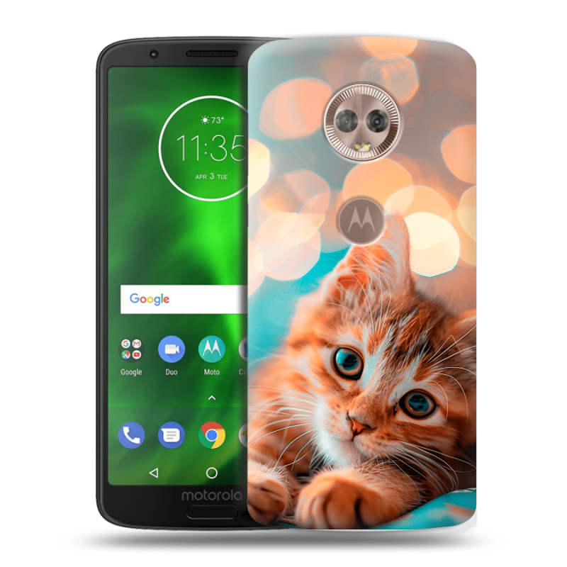 Пластиковый чехол на Motorola Moto G6 с принтом котик Пластиковый чехол на Motorola Moto G6 с принтом котик