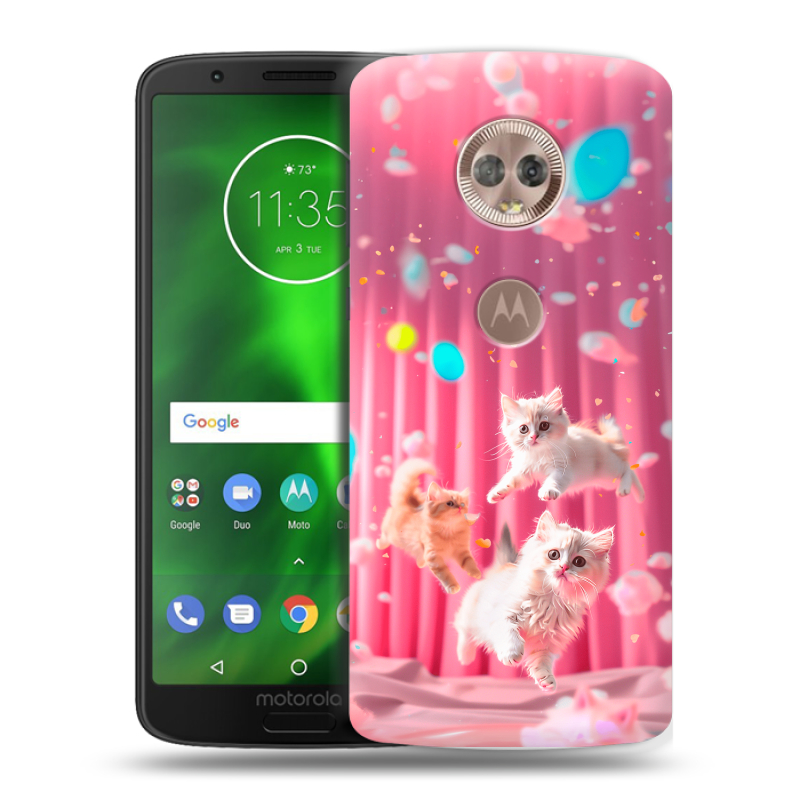 Силиконовый чехол на Motorola Moto G6 с принтом милые котики Силиконовый чехол на Motorola Moto G6 с принтом милые котики