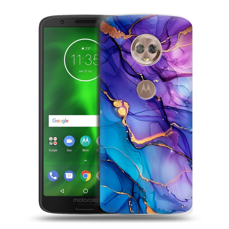 Силиконовый чехол на Motorola Moto G6 с принтом синий мрамор Силиконовый чехол на Motorola Moto G6 с принтом синий мрамор