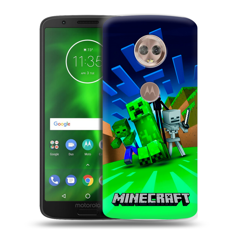 Пластиковый чехол на Motorola Moto G6 с принтом Майнкрафт Пластиковый чехол на Motorola Moto G6 с принтом Майнкрафт