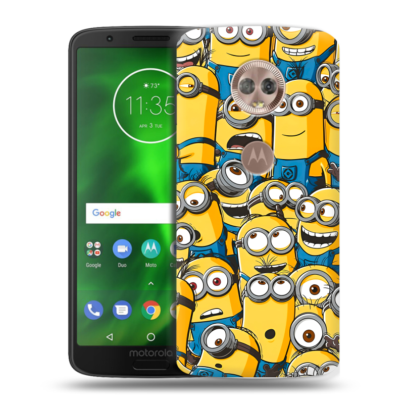 Пластиковый чехол на Motorola Moto G6 с принтом Миньоны Пластиковый чехол на Motorola Moto G6 с принтом Миньоны