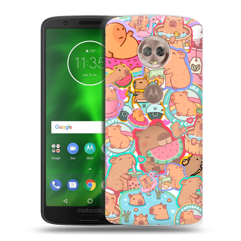 Пластиковый чехол на Motorola Moto G6 с принтом капибары Пластиковый чехол на Motorola Moto G6 с принтом капибары