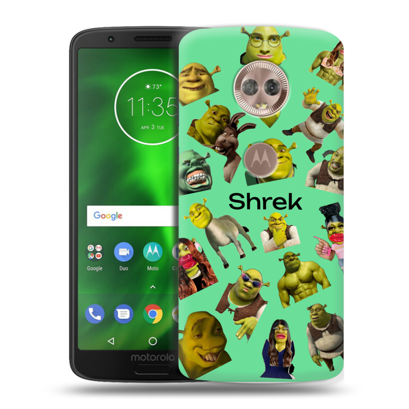 Силиконовый чехол на Motorola Moto G6 с принтом Шрек Shrek Силиконовый чехол на Motorola Moto G6 с принтом Шрек Shrek