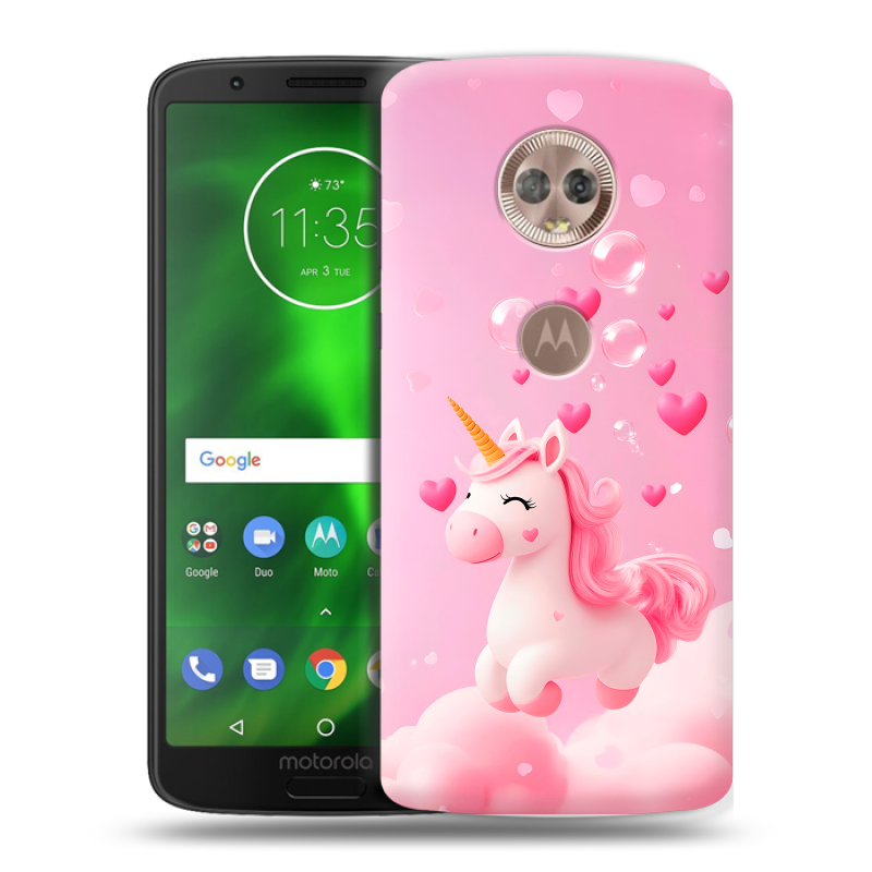 Пластиковый чехол на Motorola Moto G6 с принтом Единорог Пластиковый чехол на Motorola Moto G6 с принтом Единорог