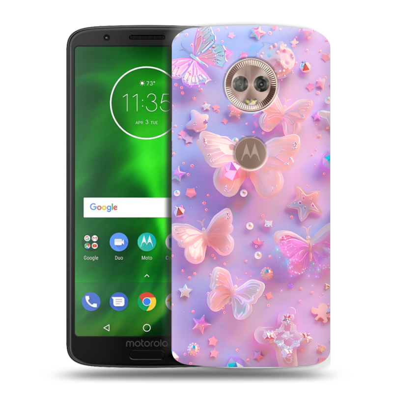 Силиконовый чехол на Motorola Moto G6 с принтом Бабочки Силиконовый чехол на Motorola Moto G6 с принтом Бабочки