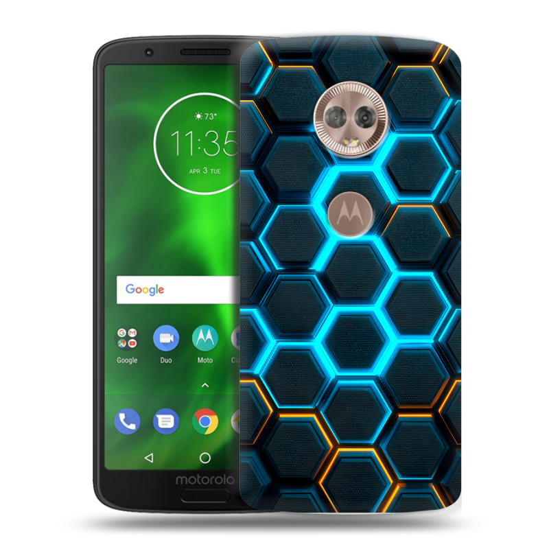 Пластиковый чехол на Motorola Moto G6 с принтом Неоновые соты Пластиковый чехол на Motorola Moto G6 с принтом Неоновые соты