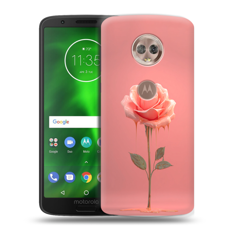Силиконовый чехол на Motorola Moto G6 с принтом Розовая роза Силиконовый чехол на Motorola Moto G6 с принтом Розовая роза