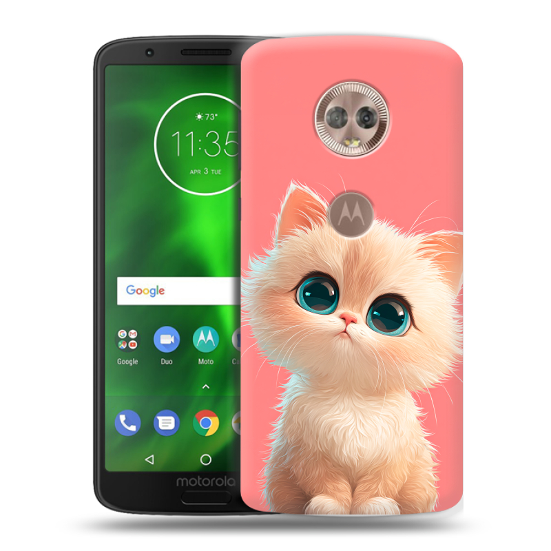 Силиконовый чехол на Motorola Moto G6 с принтом Розовый котенок Силиконовый чехол на Motorola Moto G6 с принтом Розовый котенок