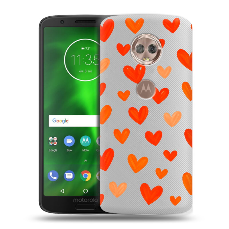 Пластиковый чехол на Motorola Moto G6 с принтом Сердечки Пластиковый чехол на Motorola Moto G6 с принтом Сердечки