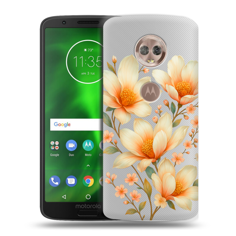 Пластиковый чехол на Motorola Moto G6 с принтом Цветы Пластиковый чехол на Motorola Moto G6 с принтом Цветы