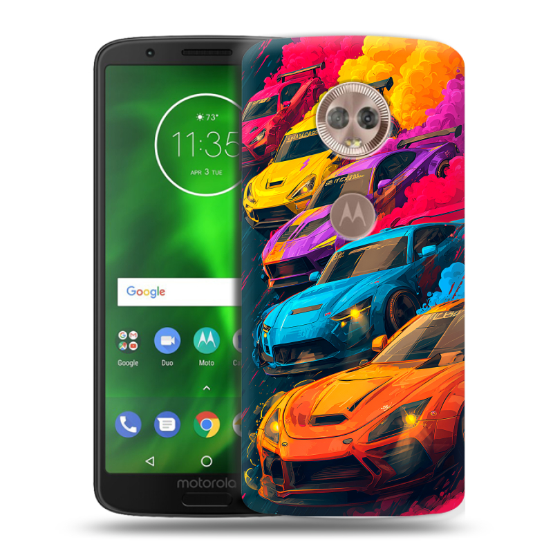 Силиконовый чехол на Motorola Moto G6 с принтом Тачки Силиконовый чехол на Motorola Moto G6 с принтом Тачки