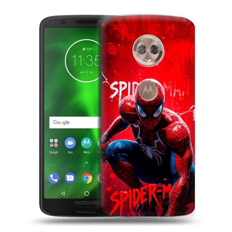 Силиконовый чехол на Motorola Moto G6 с принтом Spiderman Человек паук Силиконовый чехол на Motorola Moto G6 с принтом Spiderman Человек паук