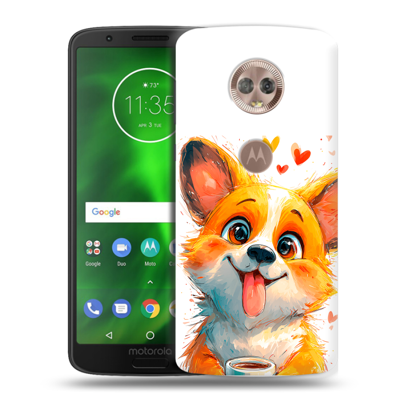 Пластиковый чехол на Motorola Moto G6 с принтом корги Пластиковый чехол на Motorola Moto G6 с принтом корги