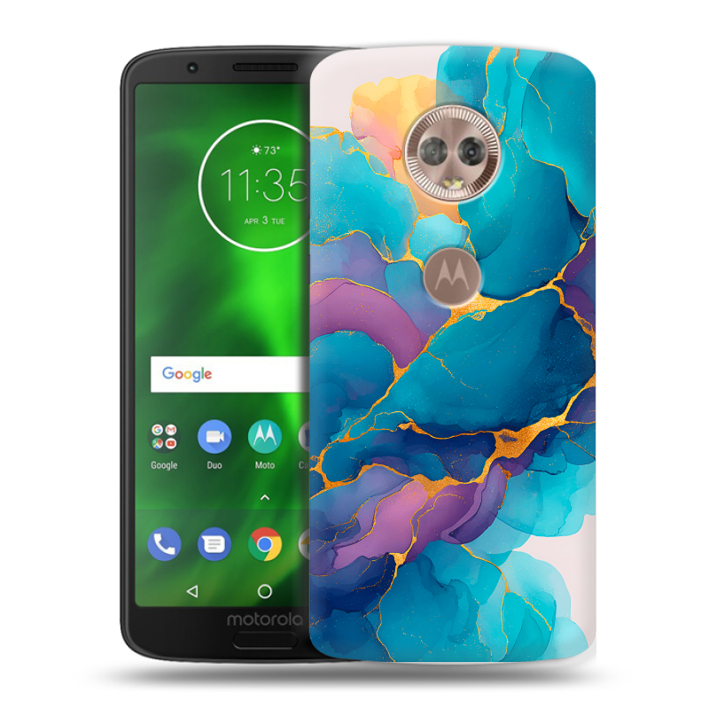 Пластиковый чехол на Motorola Moto G6 с принтом Мрамор блестки Пластиковый чехол на Motorola Moto G6 с принтом Мрамор блестки
