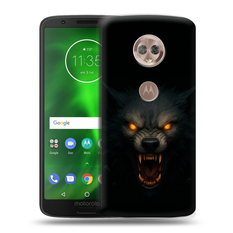 Силиконовый чехол на Motorola Moto G6 с принтом Волк Силиконовый чехол на Motorola Moto G6 с принтом Волк