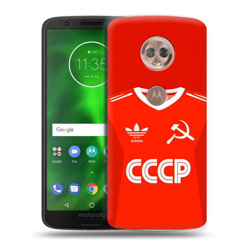 Силиконовый чехол на Motorola Moto G6 с принтом Флаг Герб СССР Силиконовый чехол на Motorola Moto G6 с принтом Флаг Герб СССР