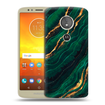 Силиконовый чехол на Motorola Moto E5 с принтом Мрамор зеленое золото