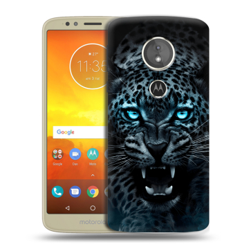 Силиконовый чехол на Motorola Moto E5 с принтом Темный леопард