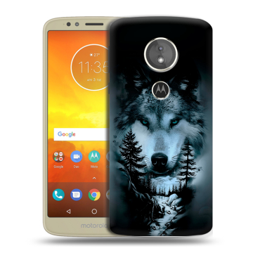 Силиконовый чехол на Motorola Moto E5 с принтом Лесной волк