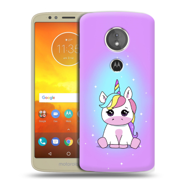 Силиконовый чехол на Motorola Moto E5 с принтом Единорог