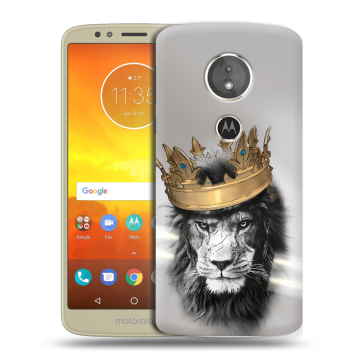 Силиконовый чехол на Motorola Moto E5 с принтом Лев с короной