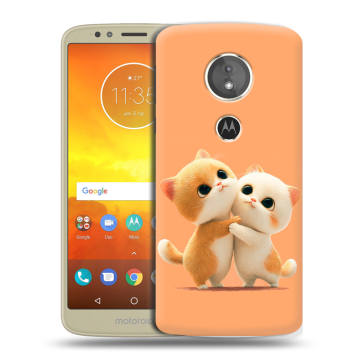 Силиконовый чехол на Motorola Moto E5 с принтом Милые котики