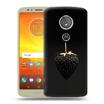 Силиконовый чехол на Motorola Moto E5 с принтом Черная клубника