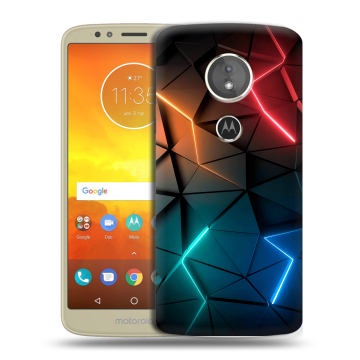 Силиконовый чехол на Motorola Moto E5 с принтом Абстракция неон